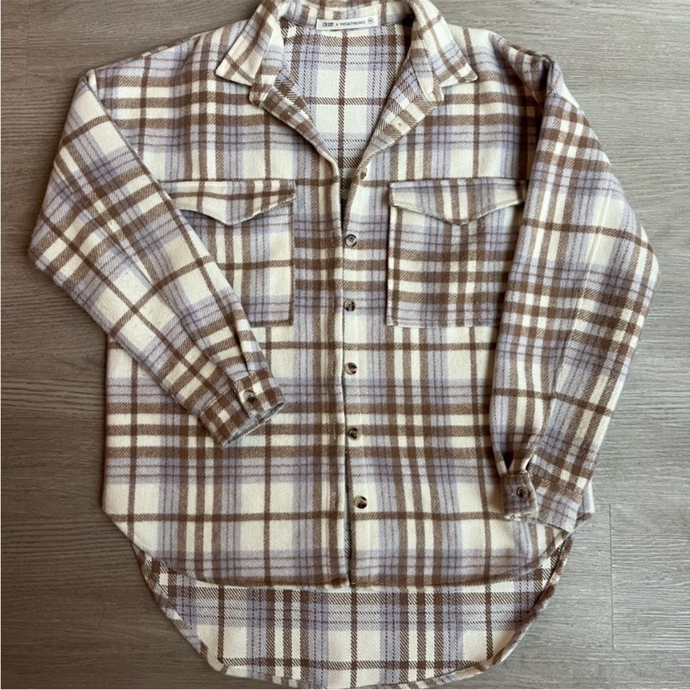 12th Tribe Brown and Cream Plaid Jacket